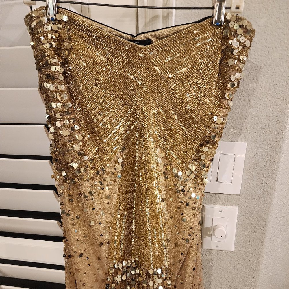 Gold Sequin Cocktail Dress - ABS Size Medium